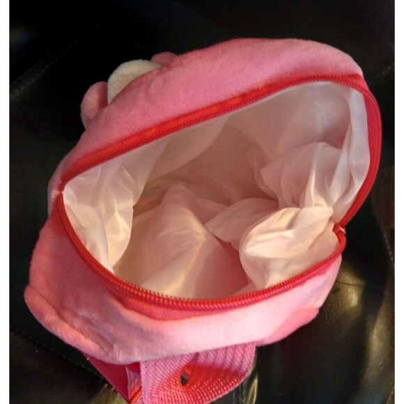Sanrio pink HELLO KITTY bow plush backpack bag dbl zipper - Picture 5 of 9